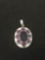 Oval Druzy Center w/ Trillion Faceted Amethyst Surround 1.5