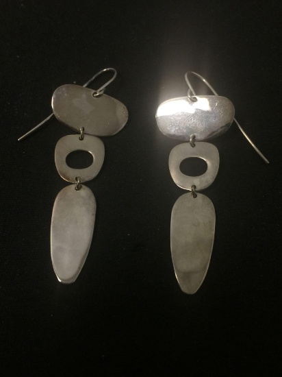 RLM Studio Designed 2" Long Pair of Three Tier Sterling Silver Drop Earrings