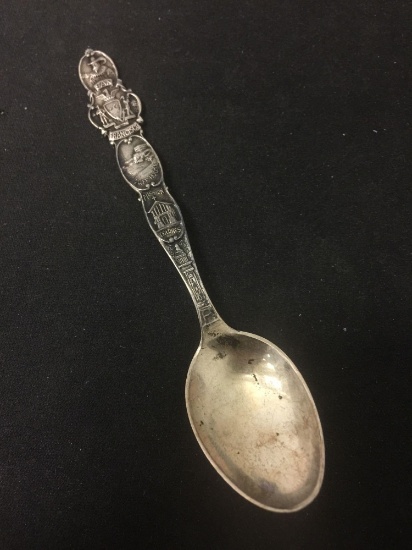 Oxidized San Francisco Themed 4.5" Long Sterling Silver Collectible Spoon