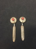 Old Pawn Native American Styled Coral Accented 2.5