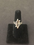 Black Hills Motif 24mm Long Sterling Silver Bypass Ring Band w/ 10Kt Gold Accents - Size 6.5