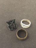 Lot of Three Various Size, Shape & Style Ring Bands