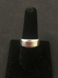 Stainless Steel 9.5mm Wide Tapered Ring Band w/ 14Kt Gold Inlay - Size 8