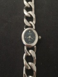 Bonjour Designed Oval 17x12mm Bezel Stainless Steel Watch w/ Bracelet