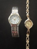 Lot of Two Generic Made Ladies Style Stainless Steel Watches w/ Bracelet