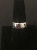 Gypsy Set Multi-Colored Gemstone 8.0mm Wide Tapered Sterling Silver Constellation Ring Band-Size 8