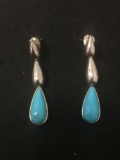 Teardrop 18x7mm Turquoise Cabochon Pair of 2