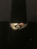Tri-Tone Black Hills Gold Designed 7.0mm Wide Tapered Sterling Silver Ring Band w/ 12Kt Gold Accents