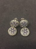 Two-Tier Lavender Jade & Marcasite Accented 1.5