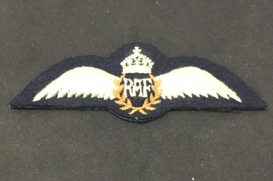 Rare RAF Royal Air Force WWII Pilots Wings Patch Badge Large Q26