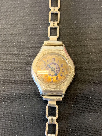 Filigree Engraved Vintage 27x24mm 12Kt Gold-Filled Watch w/ Bracelet