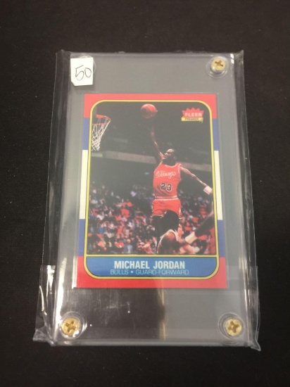 REPRINT FAKE 1986-87 Fleer #57 Michael Jordan Bulls Rookie Basketball Card in Screwdown Holder