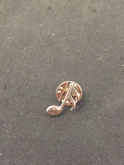 Music Note Themed 1.25" Long Sterling Silver Pin