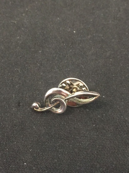 Music Note Themed 1.25" Long Sterling Silver Pin