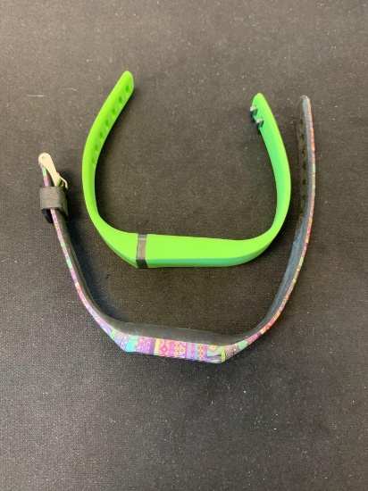 Lot of Two Resin Fitbit Cases, One Action Green & Colored Mosaic