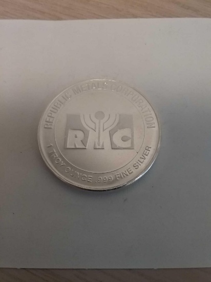 Republic Metals Corp 1 Troy Ounce .999 Fine Silver Bullion Round