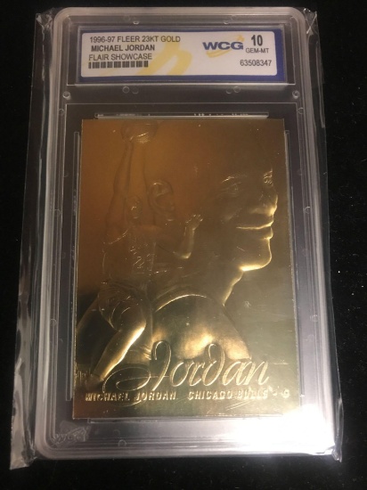 WCG Graded 1996-97 Fleer Flair Showcase Michael Jordan 23kt Gold Card WCG 10 Gem Mint Graded