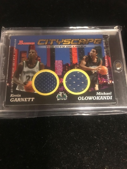 2004-05 Bowman Cityscape Kevin Garnett Michael Olowokandi Dual Jersey Card