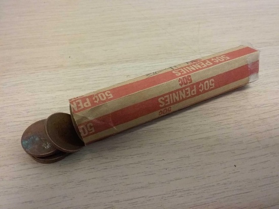 Roll of 50 Wheat Pennies From Lifetime Collection - Marked 1940`s by Consignor