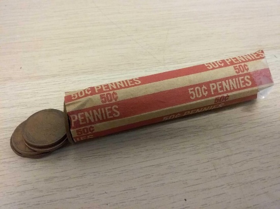Roll of 50 Wheat Pennies From Lifetime Collection - Marked 1940`s by Consignor