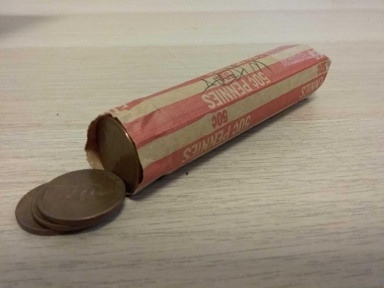 Roll of 50 Wheat Pennies From Lifetime Collection - Marked 1940`s by Consignor