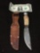 Original Solingen German Made Stag Handle Fixed Blade Knife w/ Original Leather Sheath