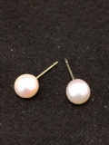 Beautiful 10 Karat Gold Pearl Earrings
