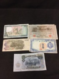 Lot of 5 Unresearched Foreign Paper Currency Bank Notes