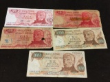 Lot of 5 Argentinian Peso Bank Note Currency Bills