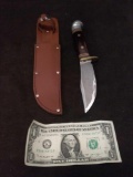 Vintage Thick Blade Style Fixed Blade Knife w/ Sheath