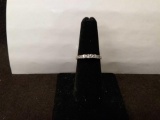 10K White Gold Diamond Lined Engagement Ring Sz 7