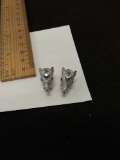 Gemstone Lined Elephant Sterling Silver Earrings