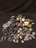 Huge Collection of Estate Costume Jewelry Pins Brooches and More
