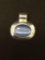 Horizontal Bezel Set 14x10mm Blue Cat's Eye Cabochon Sterling Silver Pendant