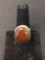 Featured Oval 21x17mm Brown Chalcedony Cabochon Sterling Silver Ring Band-Size 7