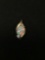 Oval 7x5mm Opal Cabochon w/ Zircon Accent Gold-Tone Sterling Silver Pendant