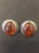 Oval 15x12mm Amber Cabochon Pair of Sterling Silver Earrings