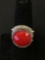 New! Gorgeous Detailed Faceted Red Coral Sterling Silver Ring Band-Size 6.5 SRP $ 49