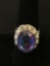 New! Spectacular Detailed Rainbow Fire Purple Blue Mystic Topaz Sterling Silver Ring Band-Size 6.5