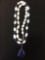 New! Large Lapiz Drop w/ White 8mm Natural Freshwater Pearls & Round Lapiz Beads 22
