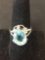 New! Gorgeous Faceted Blue Topaz Detailed Sterling Silver Ring Band-Size 8 SRP $ 39