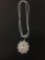 New! Gorgeous AAA Quality Faceted Heated White Sapphire Larger Center w/ Champagne Accent Surround