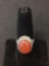 New! Beautiful Detailed Orange Gemstone Sterling Silver Ring Band-Size 7 SRP $ 39