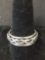 Tribal Symbol Decorated 7.5mm Wide Sterling Silver Spinner Band - Size 11