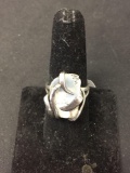 Rectangular Tumbled Rough 21x18mm Jasper Handmade Sterling Silver Ring Band-Size 7