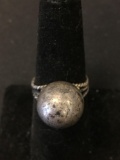 Round 14m Bead Ball Decorated Center Split Shank Sterling Silver Ring Band-Size 7