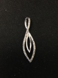Round Diamond Accented Twin Ribbon Marquise Design 1.25