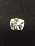 Pear Faceted 6x4mm Peridot w/ Diamond Accent Elephant Theme 0.5