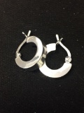 Round 4mm Wide 14mm Diameter Pair of Sterling Silver Huggie Earrings