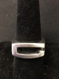 Open Faced Faux Gucci Logo 11mm Wide Tapered Sterling Silver Ring Band-Size 7.5
